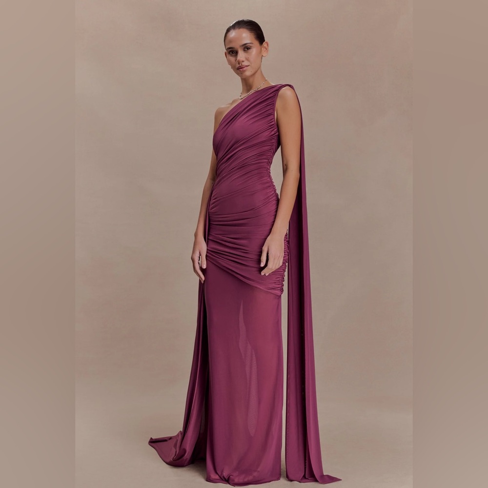 Meshki One-Shoulder Dress in Rich Purple